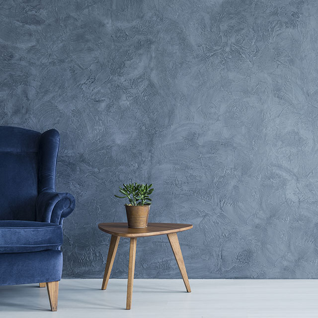 Blue-gray color washed walls. Blue-gray color washed walls.