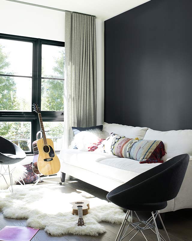 Living room walls painted in Baby Seal Black ben paint color Living room walls painted in Baby Seal Black ben paint color