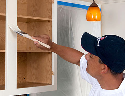 Benjamin Moore contractor refinishing kitchen cabinets. Benjamin Moore contractor refinishing kitchen cabinets.