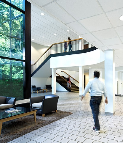 A clean, scuff-free corporate atrium helps keep maintenance costs down. A clean, scuff-free corporate atrium helps keep maintenance costs down.